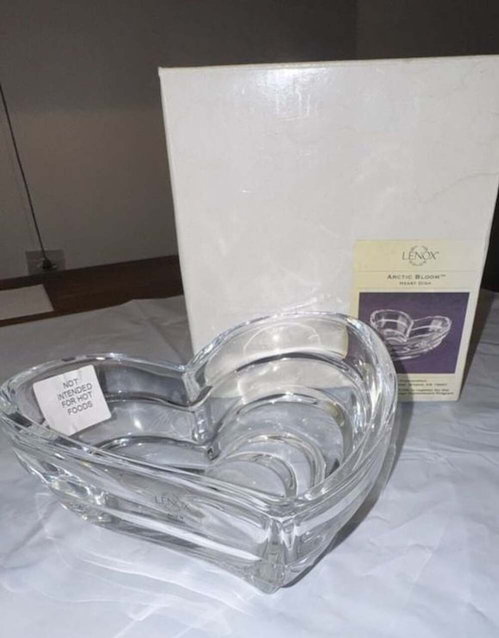 Lenox Arctic Bloom Crystal Heart Dish Clear